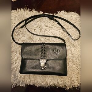 Patricia Nash Black Genuine Leather Crossbody/Clutch with two detachable straps.